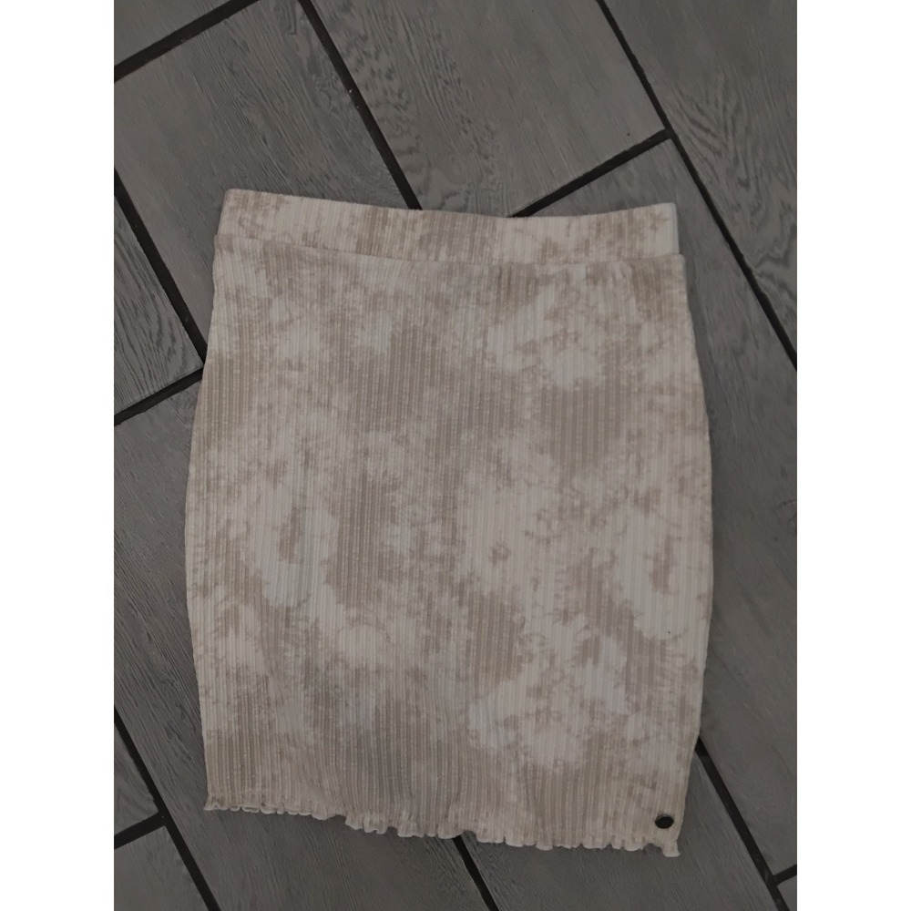 Roxy‎ Womens Ribbed Knit Tie Dye Mini Skirt Cream Tan Lettuce Edge Size Medium